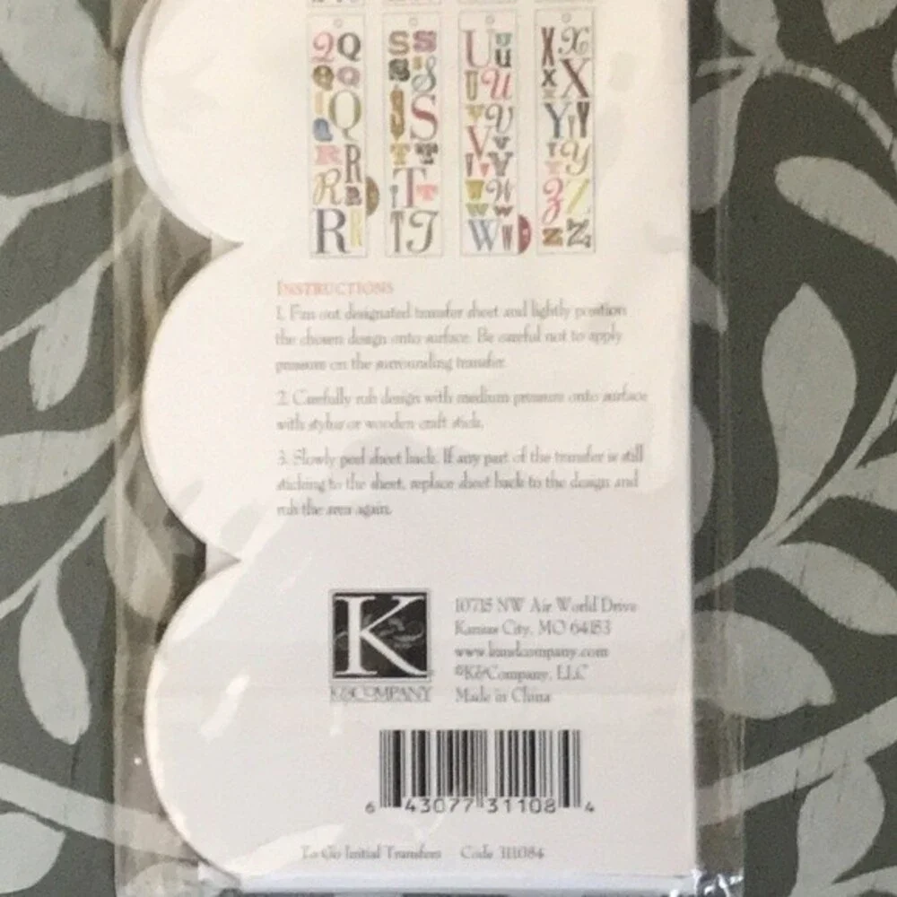 Rub On Transfers To Go Initials K&Company